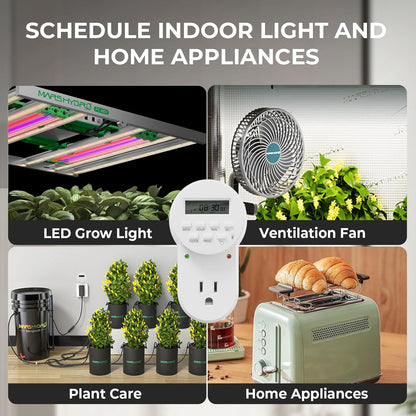 MARS HYDRO 7 Day Programmable Digital Outlet Timer for Grow Light, 20 On/Off UL Listed Heavy Duty Plug-In Outlet Timer with Countdown Setting for Grow Tent Kit, Inline Fan, Clip on Fan.