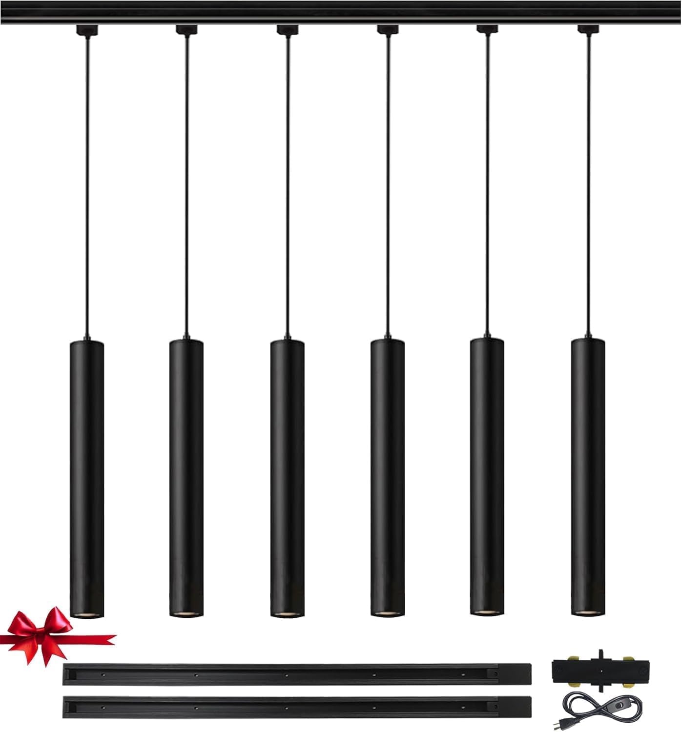 Black Pendant Light 6 3CCT LED Complete Lighting Kit Track or Ceiling Pendant Lighting Fixtures for Kitchen Island, Dining Room, Bedroom, Restaurant, Hotel, Bar