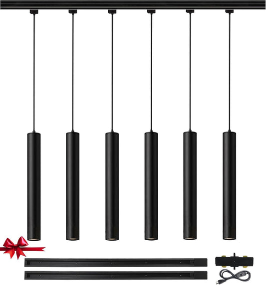 Black Pendant Light 6 3CCT LED Complete Lighting Kit Track or Ceiling Pendant Lighting Fixtures for Kitchen Island, Dining Room, Bedroom, Restaurant, Hotel, Bar
