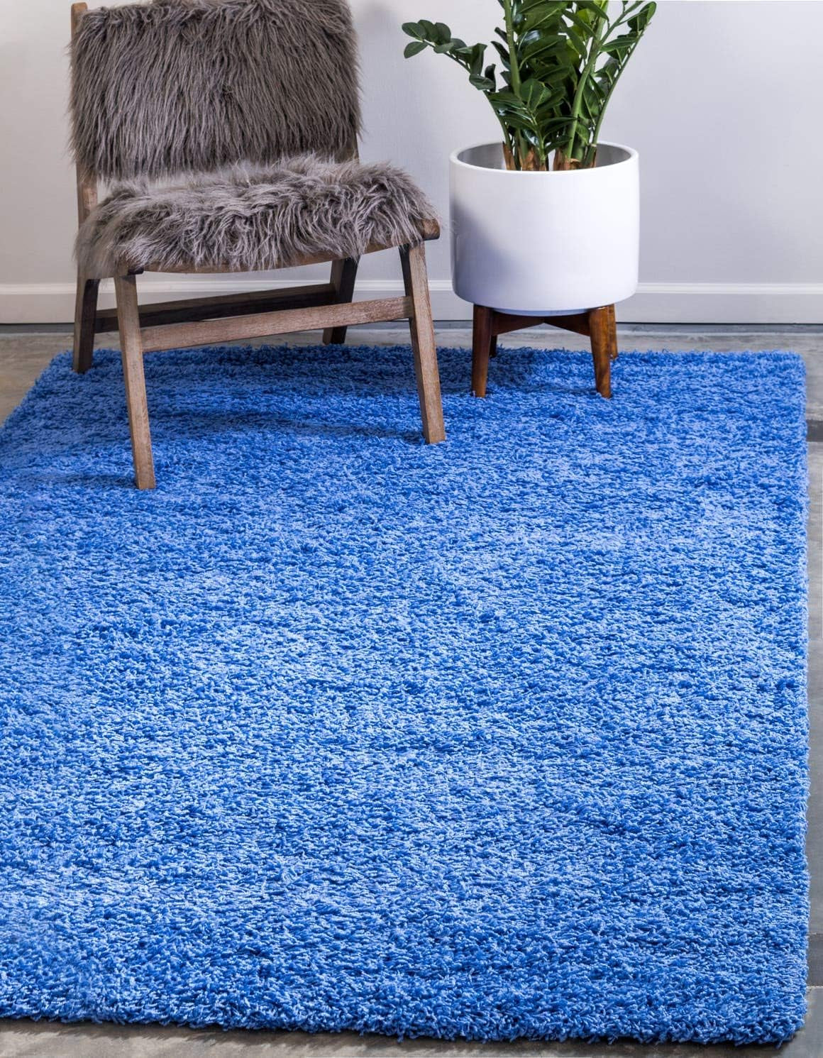 Unique Loom Solid Shag Collection Area Rug (8' X 11' Rectangle Cloud Gray)