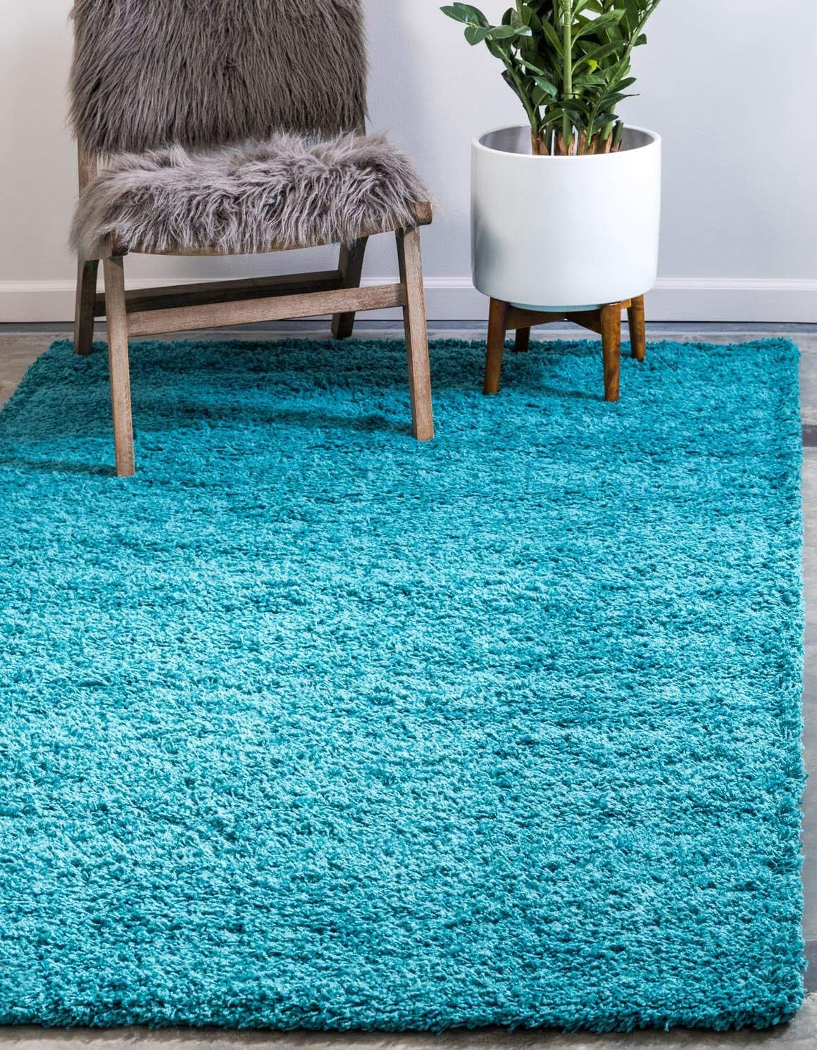 Unique Loom Solid Shag Collection Area Rug (8' X 11' Rectangle Cloud Gray)