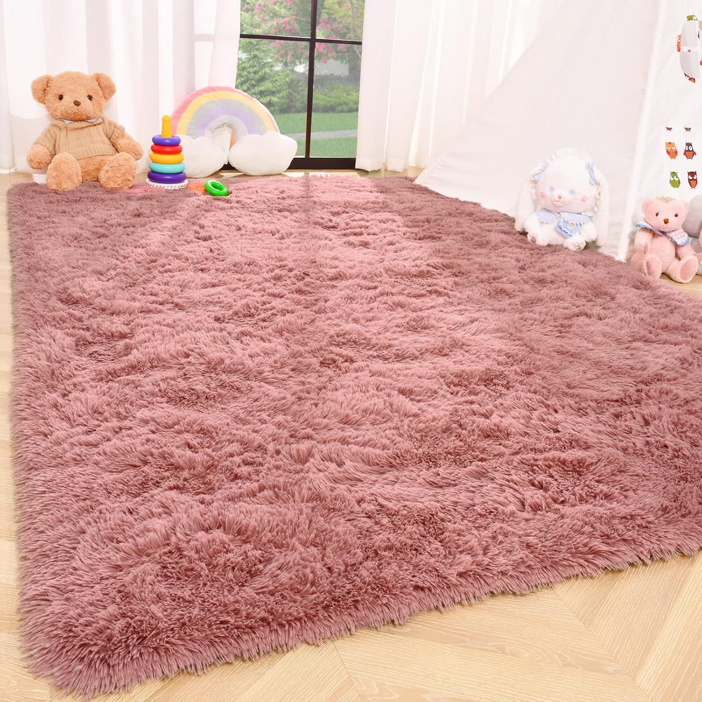 ISEAU Black Rug Super Soft Shaggy 4X6 Feet Rugs for Bedroom, Fluffy Area Rug for Living Room Floor Rug, Fuzzy and Comfy Carpet Nursery Shag Rug for Kids Boys Room Decor