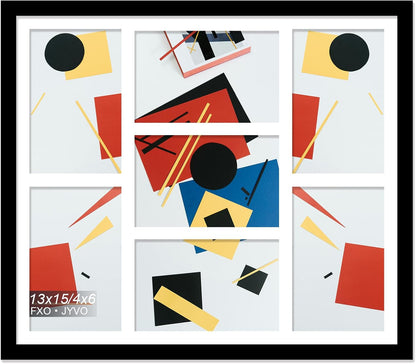 4X6 Picture Frame Collage, Display 6 4X6 Picture Collage or 13X13 Photo Only without Mat, Light Weight and High Transparent Frame for Wall - 1 Pack/Black/6-Openings