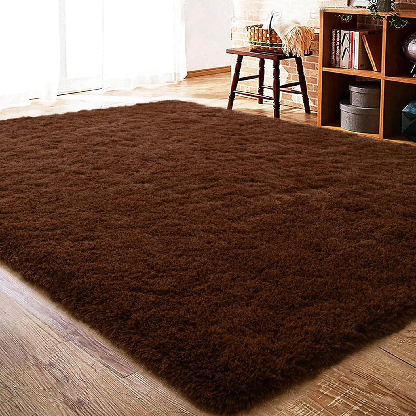 ISEAU Black Rug Super Soft Shaggy 4X6 Feet Rugs for Bedroom, Fluffy Area Rug for Living Room Floor Rug, Fuzzy and Comfy Carpet Nursery Shag Rug for Kids Boys Room Decor