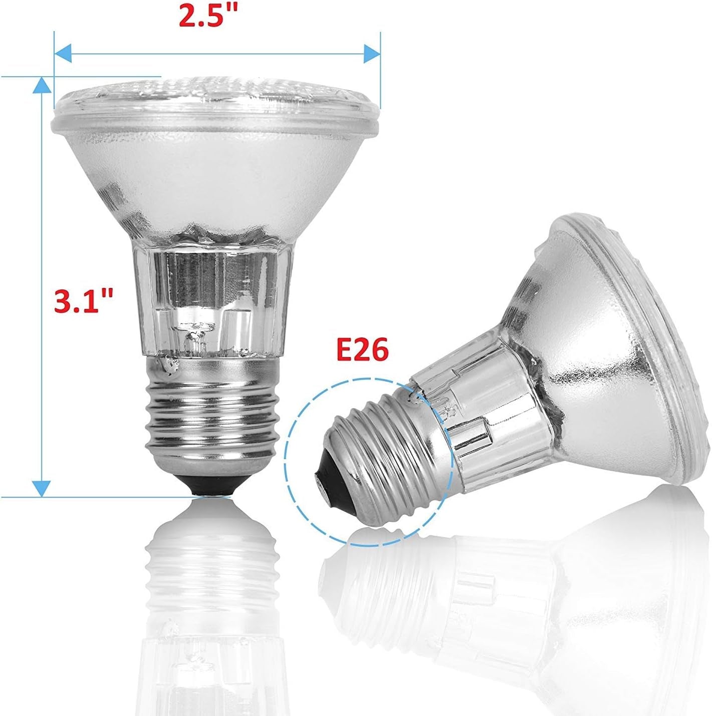 Par 20 3 Pack FL25 40PAR20/FL 40 Watt Halogen Spot Light Bulb Replacement 120V 130V Base Flood Beam Lighting Range Hood Oven PAR20 Reflector Excel Bulbs DL Kitchen Bathroom Ceiling Can Lamp 50W E26 3P