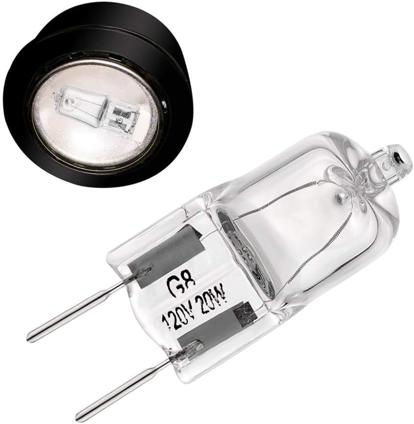 G8 Light Bulbs 20Watt 120Volt Halogen Light Bulb G8 Base Bi-Pin Shorter 1-3/8" (1.38") Length 20W T4 JCD Warm White under Cabinet Puck Lighting Replacements,10Pack