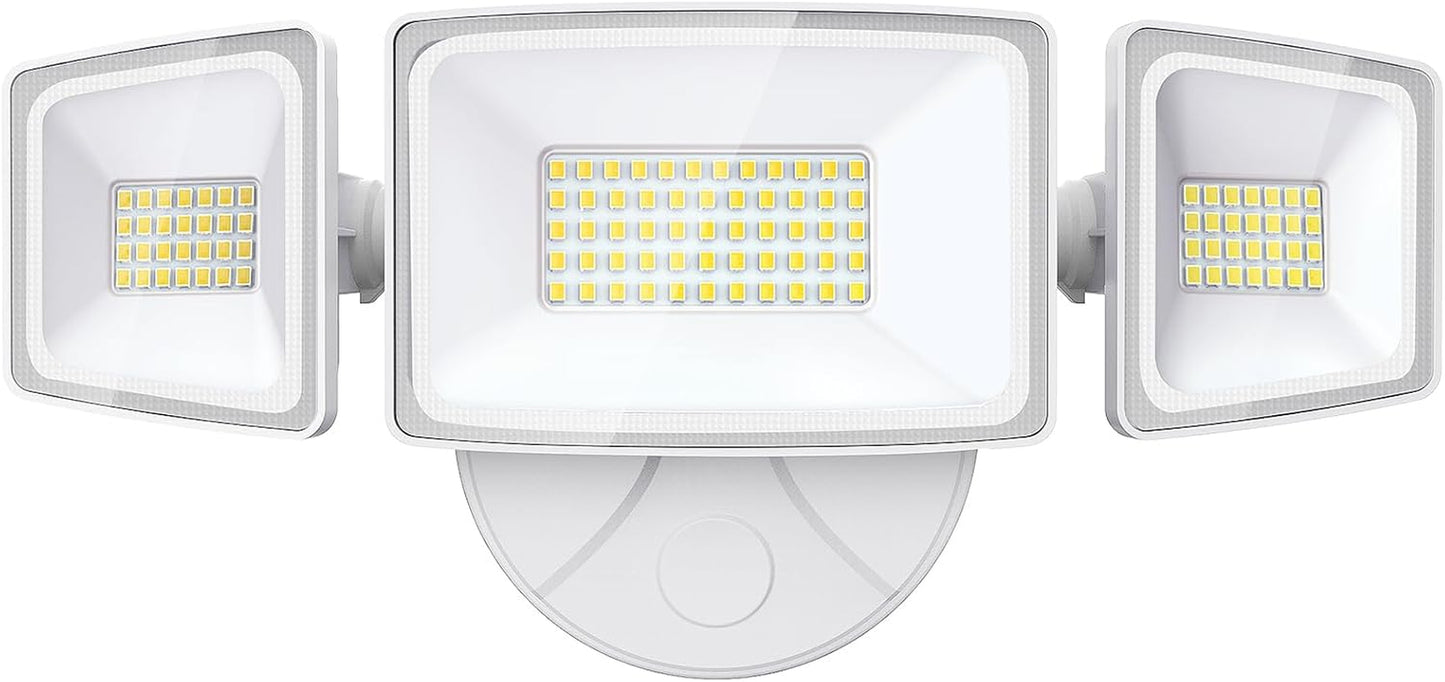 Onforu 60W Flood Lights Outdoor, 6000LM Brightness Security Lights Switch Controlled, 3 Adjustable Heads, IP65 Waterproof, 6500K Wall Mount Exterior LED Flood Light