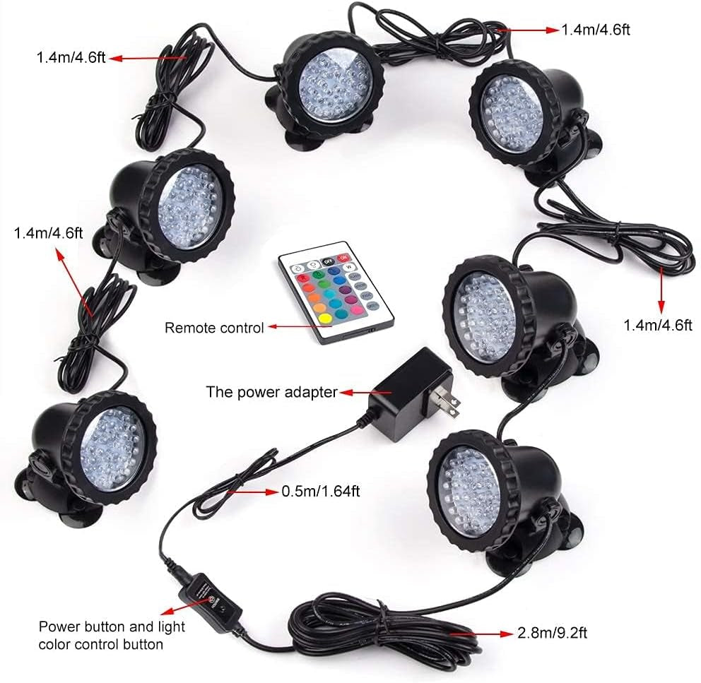 Pond Lights, IP68 Waterproof RGB Pond Lights LED Dimmable Underwater Landscape Lawn Light, 6 Pack