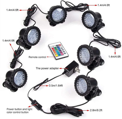 Pond Lights, IP68 Waterproof RGB Pond Lights LED Dimmable Underwater Landscape Lawn Light, 6 Pack