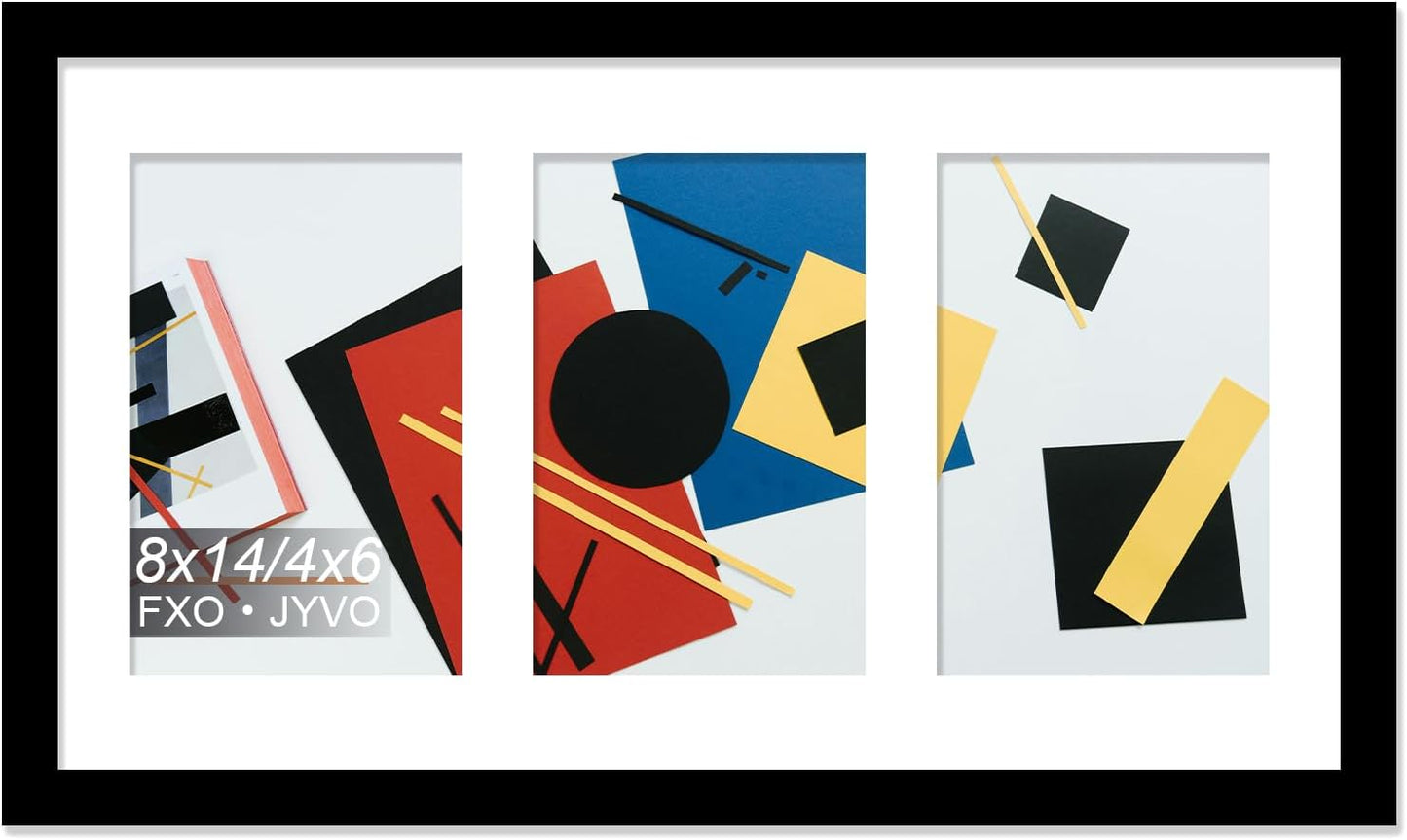4X6 Picture Frame Collage, Display 6 4X6 Picture Collage or 13X13 Photo Only without Mat, Light Weight and High Transparent Frame for Wall - 1 Pack/Black/6-Openings