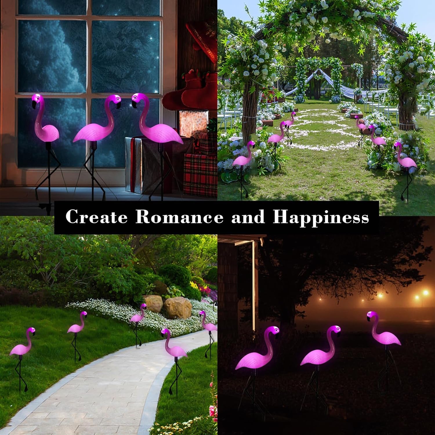 Solar Flamingo Light 3 Pcs, Waterproof Solar Garden Lights Outdoor Decor, Pink Flamingo Garden Decor, Birthday Christmas New Home Gift, for Yard Lawn Walkway Pathway