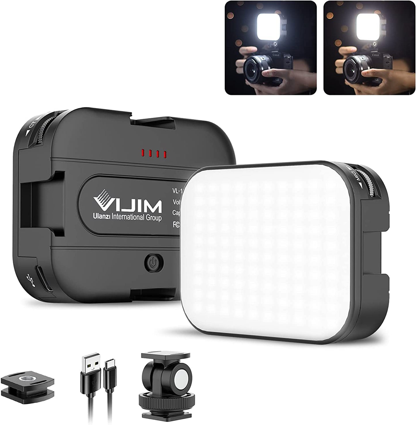 VIJIM VL100C Bi-Color LED Video Light on Camera,Mini Rechargeable 2000Mah LED Camera Lights,Cri95+ Dimmable 2500-6500K Ultra Bright Photo and Video Lighting,Led Fill Lamp