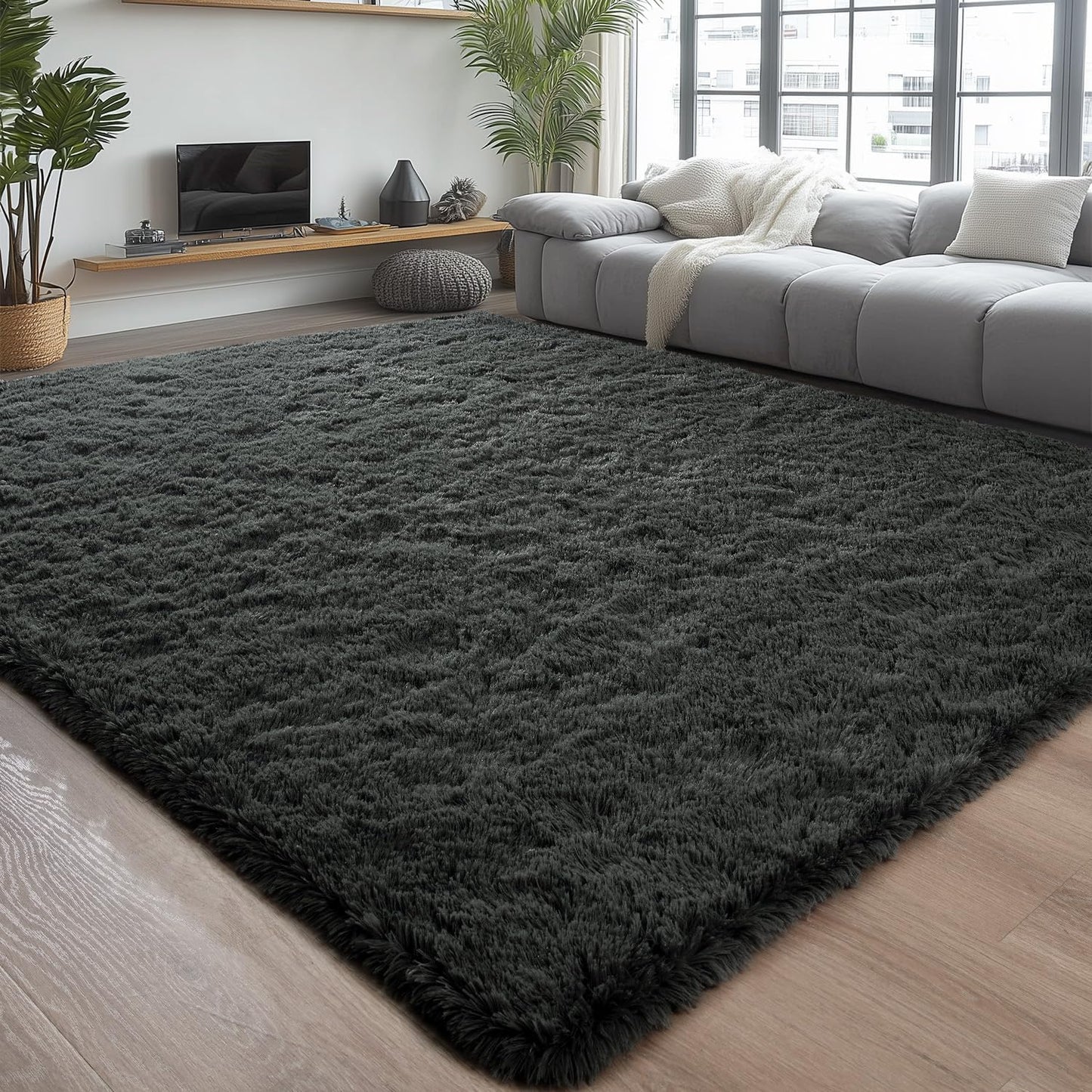 Chicrug Soft Runner Rugs for Bedroom Living Room Plush Fluffy Rug 2X6 Feet, Shag Furry Area Rug Carpet Non Shedding for Nursery Children Kids Girls Room Home Decorative, Grey