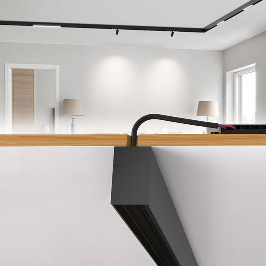 SCON XTB106-C-B Updated 4-Wire Ceiling Surface Mounted Magnetic Track Lighting, Aluminum Linear Rail Section System, Input Power Track for LED Light Lamp Head (50Cm/19.7Inch/No Driver/Black)