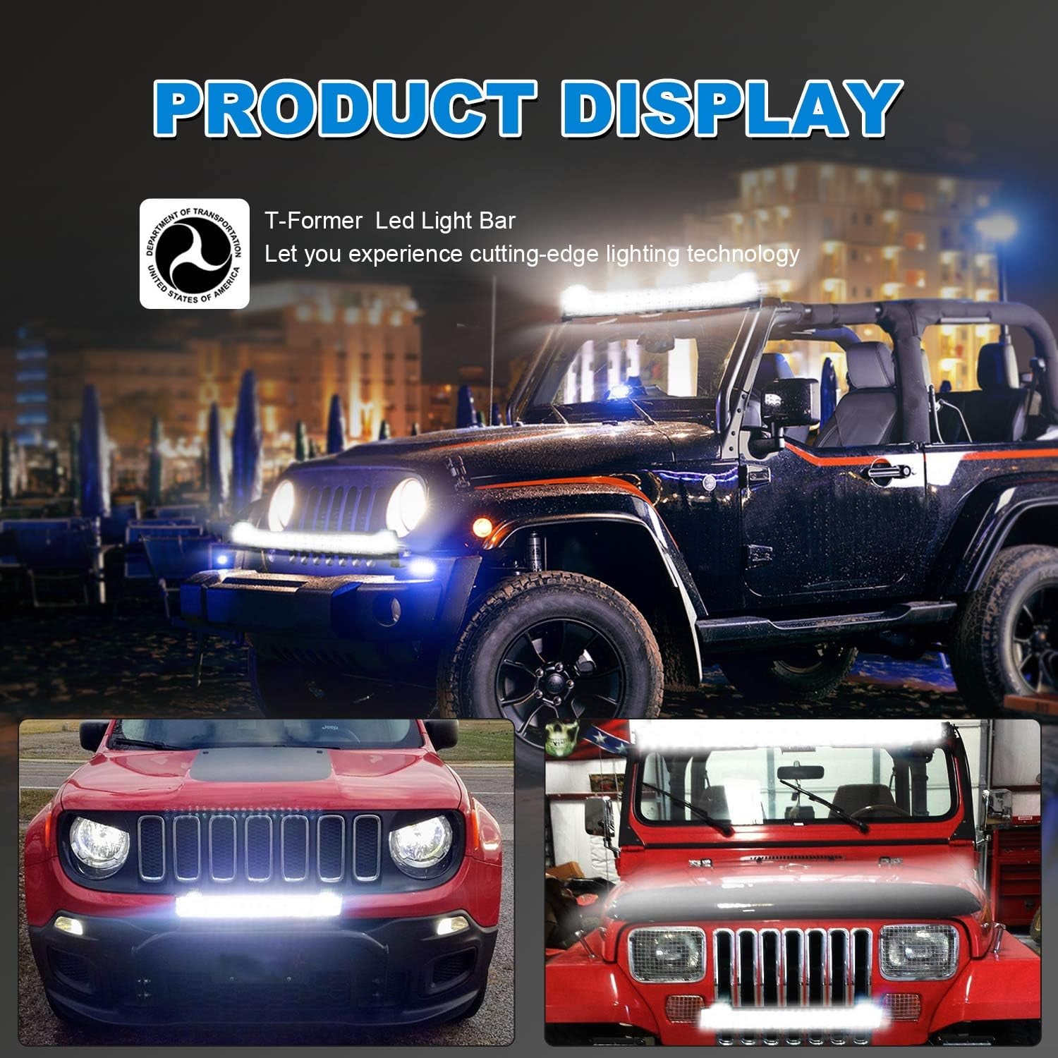 50" LED Light Bar Curved T-Former Triple Row 684W Flood Spot Combo Beam off Road Lights 2Pc 4Inch 60W Spot Driving Fog Lights with Rocker Switch Harness Wiring for Trucks, ATV, UTV, Jeep, Boat, Pickup