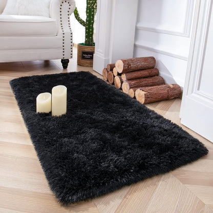 Chicrug Soft Runner Rugs for Bedroom Living Room Plush Fluffy Rug 2X6 Feet, Shag Furry Area Rug Carpet Non Shedding for Nursery Children Kids Girls Room Home Decorative, Grey