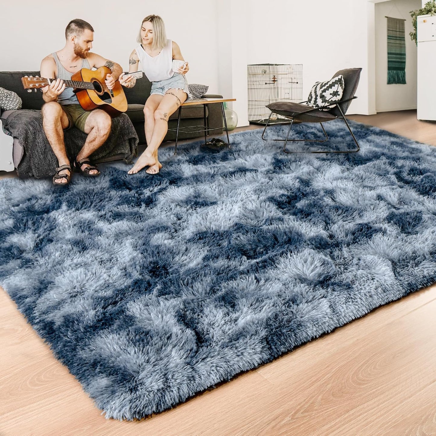 ISEAU Black Rug Super Soft Shaggy 4X6 Feet Rugs for Bedroom, Fluffy Area Rug for Living Room Floor Rug, Fuzzy and Comfy Carpet Nursery Shag Rug for Kids Boys Room Decor