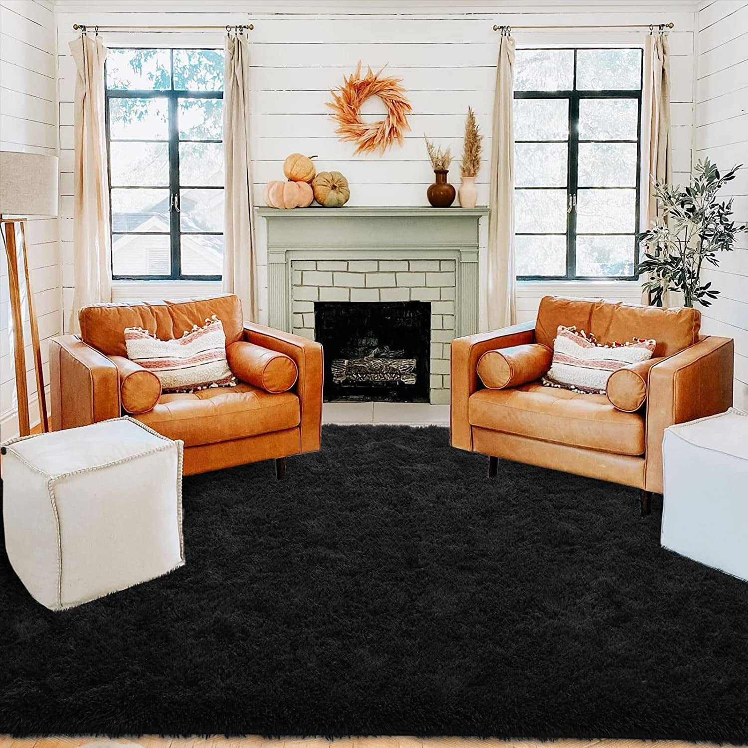ISEAU Black Rug Super Soft Shaggy 4X6 Feet Rugs for Bedroom, Fluffy Area Rug for Living Room Floor Rug, Fuzzy and Comfy Carpet Nursery Shag Rug for Kids Boys Room Decor