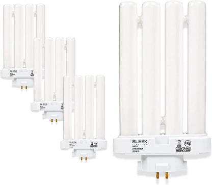 SLEEKLIGHTING 27 Watt T5 Quad Tube CFL 4 Pin Gx10Q-4 Base Light Bulb 6500K 1450Lm - Compact Fluorescent -Daylight White Light (2 Pack)