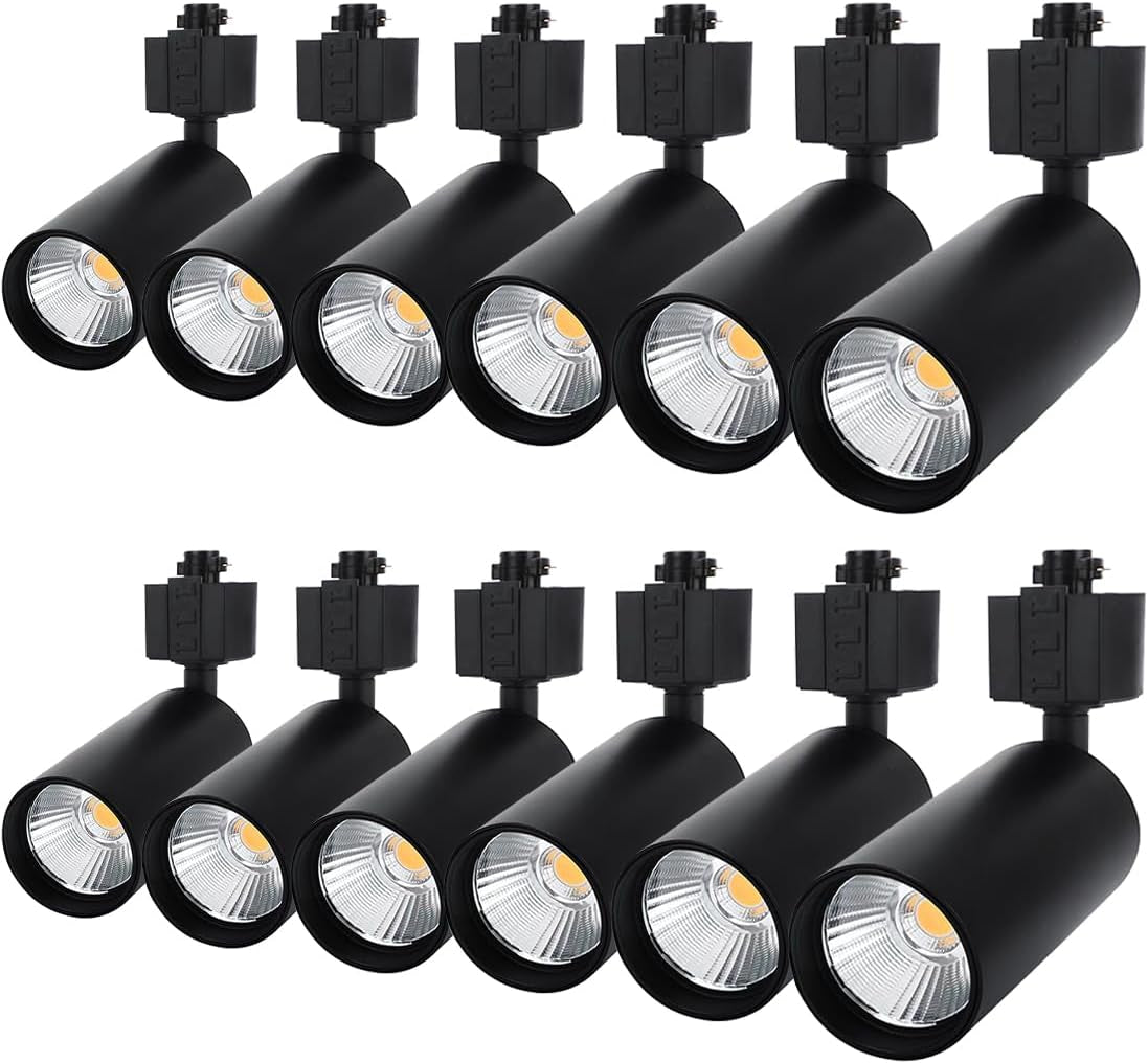 LED Track Lighting Heads 2 Pack 800Lm H Type 7W Dimmable Track Lights Replacement Fixtures Bright 3000K Warm White Ceiling Spotlight for Accent Art Task, Flicker Free CRI90+ 24° Black Track Lighting