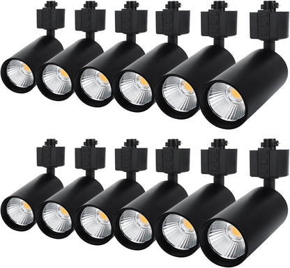 LED Track Lighting Heads 2 Pack 800Lm H Type 7W Dimmable Track Lights Replacement Fixtures Bright 3000K Warm White Ceiling Spotlight for Accent Art Task, Flicker Free CRI90+ 24° Black Track Lighting