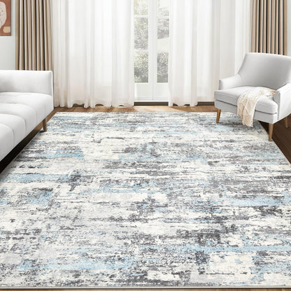 Area Rugs for Living Room: 9X12 Abstract Washable Rug Modern Neutral Large Soft Stain Resistant Non-Slip Backing Machine Table for Bedroom Dining Room Indoor Home Office Carpet - Gold Brown